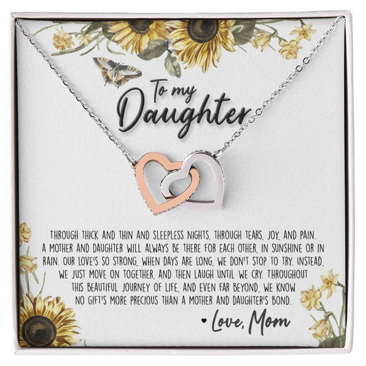 A Mother & Daughter'S Bond - Necklace With Message Card Interlocking Hearts Necklace