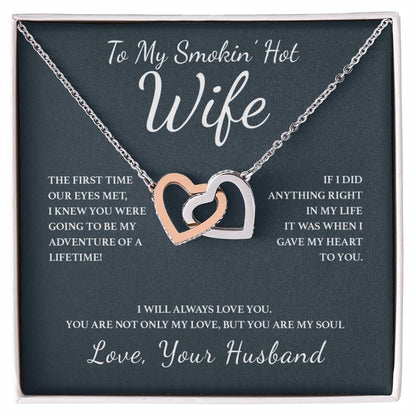To My Wife - You Are My Soul Interlocking Hearts Necklace