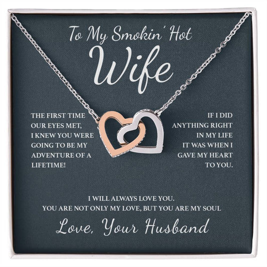 To My Wife - You Are My Soul Interlocking Hearts Necklace