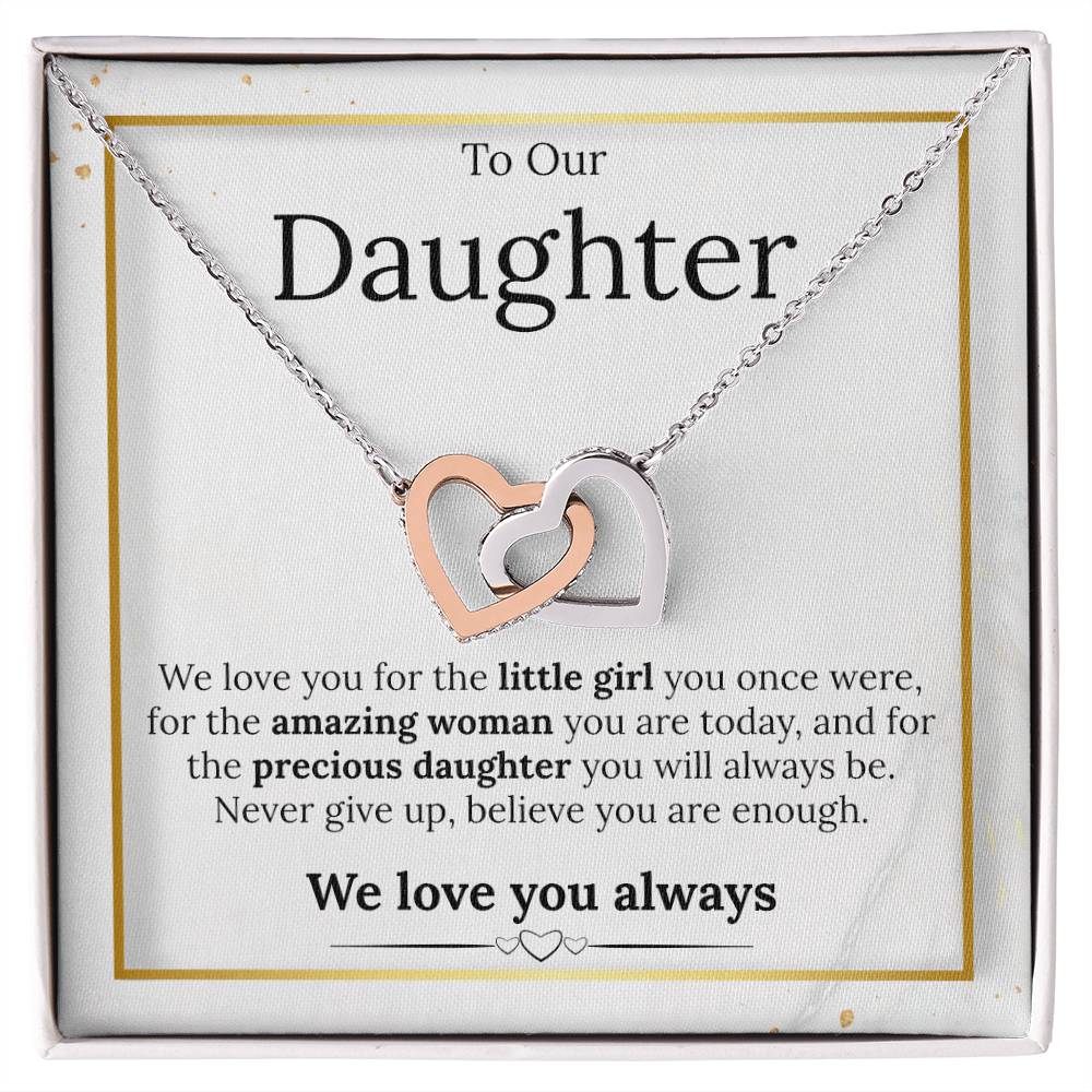 To Our Daughter Rose Gold Interlocking Heart Necklace Interlocking Hearts Necklace