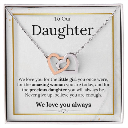To Our Daughter Rose Gold Interlocking Heart Necklace Interlocking Hearts Necklace