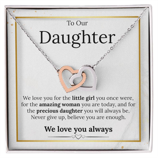 To Our Daughter Rose Gold Interlocking Heart Necklace Interlocking Hearts Necklace