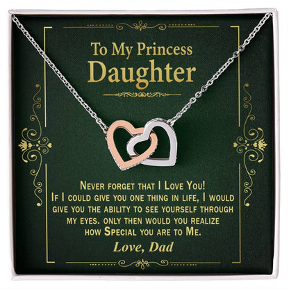 Gift For Daughter From Dad - Interlock Heart Necklace Interlocking Hearts Necklace
