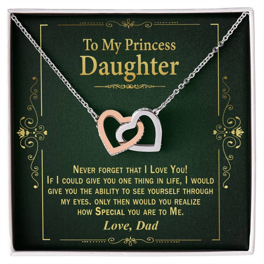 Gift For Daughter From Dad - Interlock Heart Necklace Interlocking Hearts Necklace