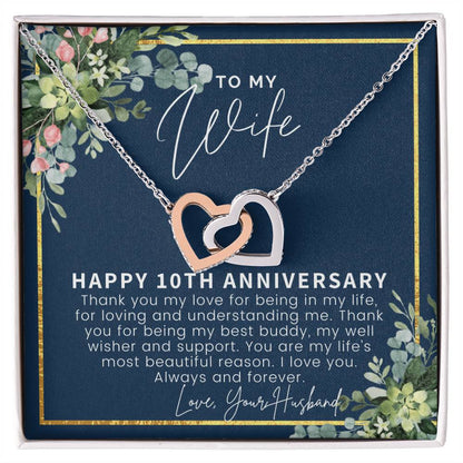 10 Year Anniversary Gift For Wife 10 Year Anniversary Gifts 10Th Wedding Anniversary Gift For Her Interlocking Hearts Necklace