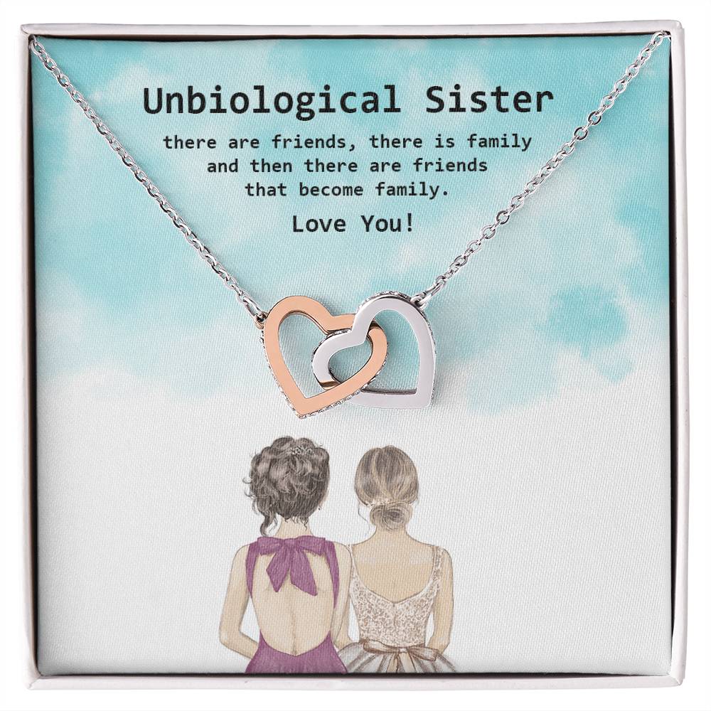 Besties Interlocked Heart Necklace With Personalized Note For Your Sister From Another Mother Interlocking Hearts Necklace