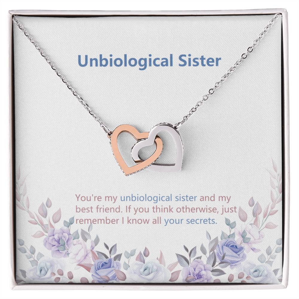 Unbiological Sister Jewelry Heart Necklace -Birthday Or Wedding Gift Interlocking Hearts Necklace