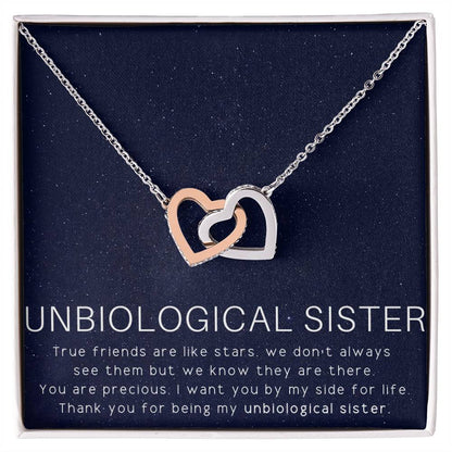 Unbiological Sister Necklace Soul Sister Sorority Sister Sister In Law Necklace Interlocking Hearts Necklace
