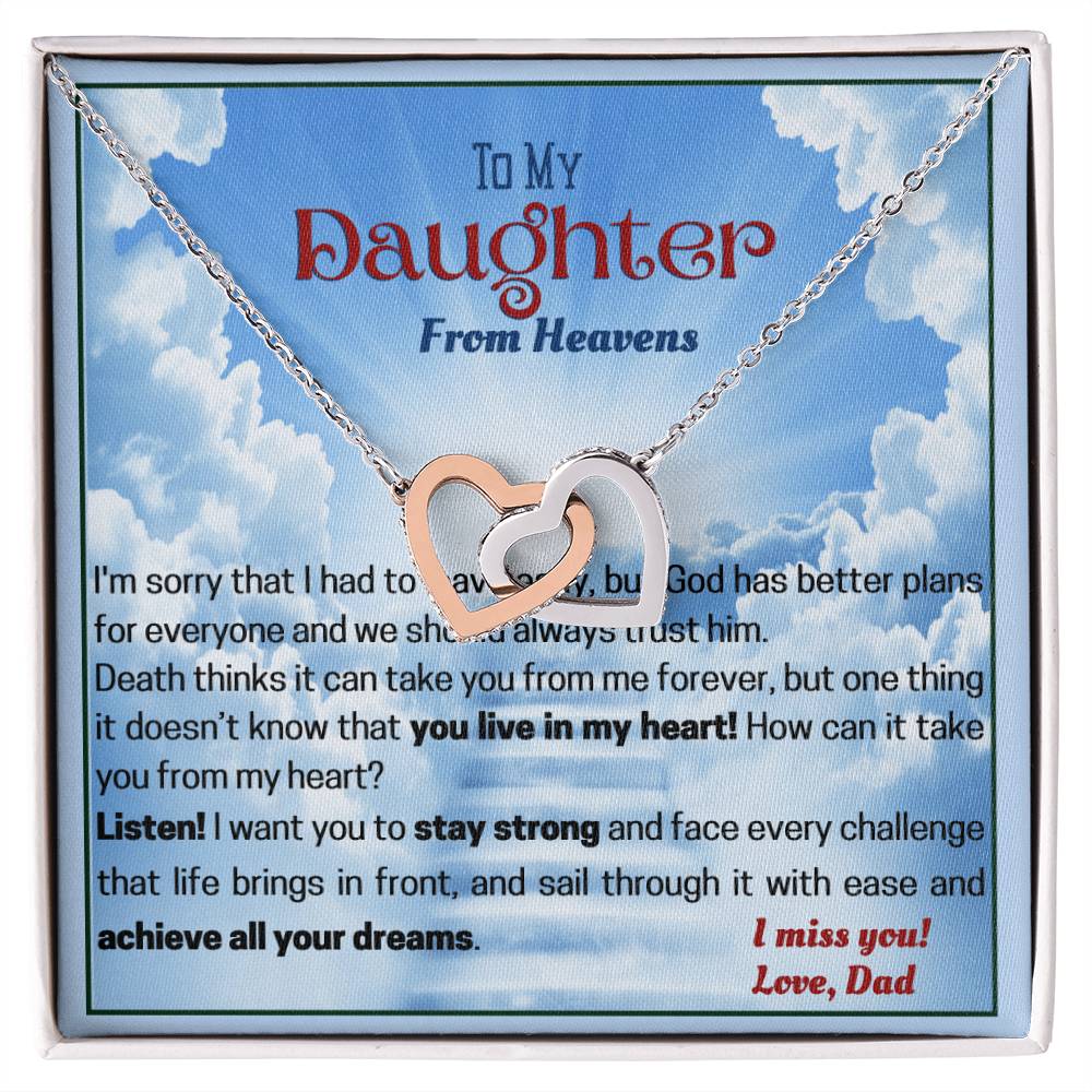 Dad Remembrance Necklace For Daughter - Dad Memorial Gift Interlocking Hearts Necklace