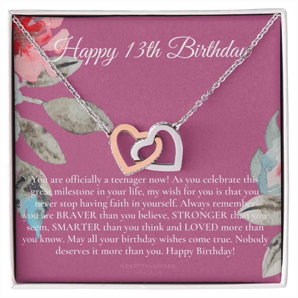 Gift For 13 Year Old Girl Gifts 13Th Birthday Girl 13Th Birthday Gift Thirteenth Birthday Necklace Teen Birthday Gift Official Teenager Interlocking Hearts Necklace