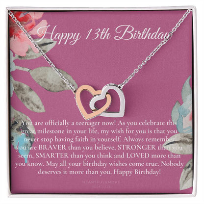 Gift For 13 Year Old Girl Gifts 13Th Birthday Girl 13Th Birthday Gift Thirteenth Birthday Necklace Teen Birthday Gift Official Teenager Interlocking Hearts Necklace