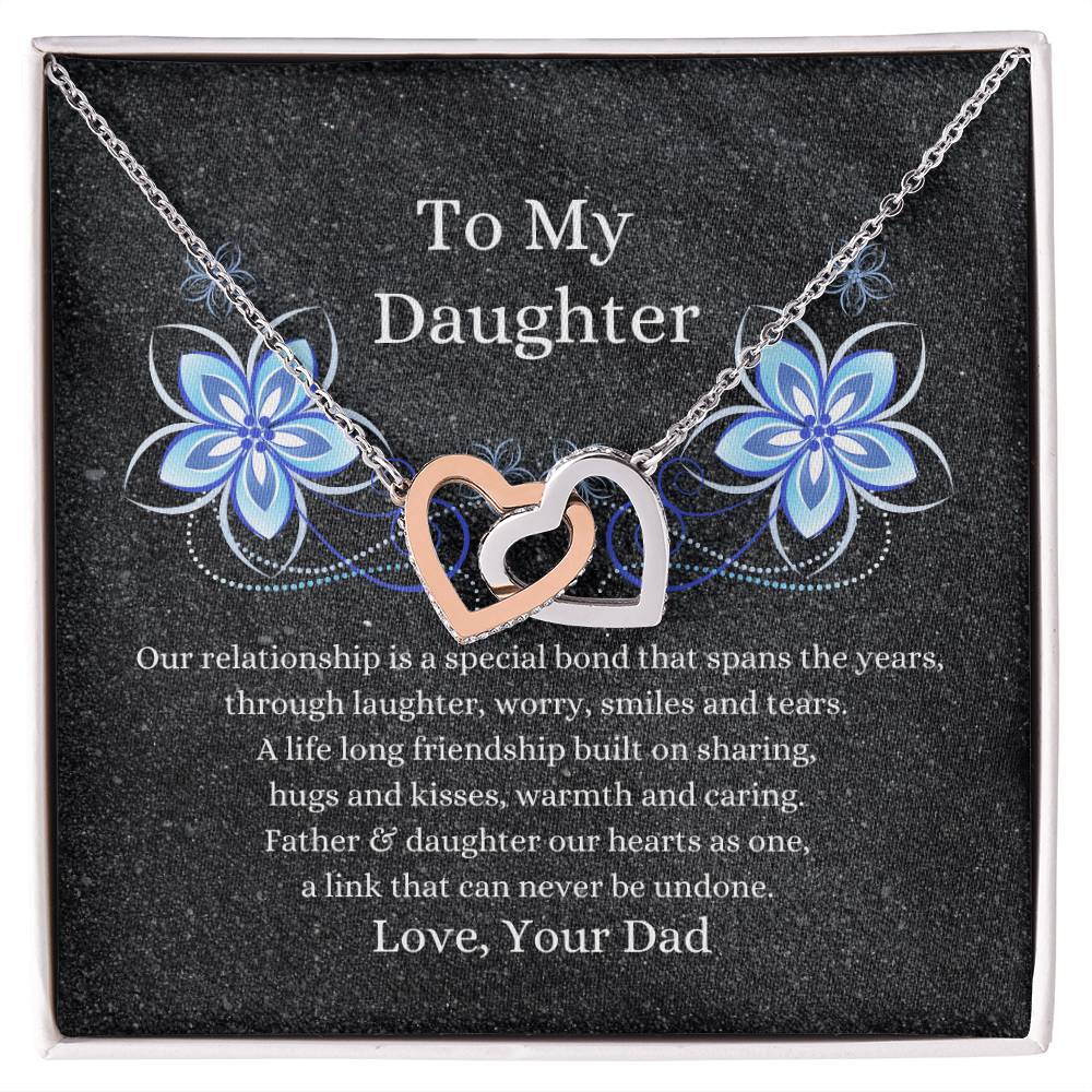 Father To Daughter Hearts As One Necklace Interlocking Hearts Necklace