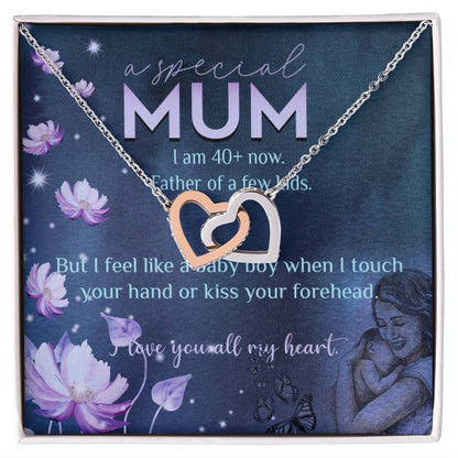 Feel Like A Baby Boy Gift For Mum Interlocking Hearts Necklace