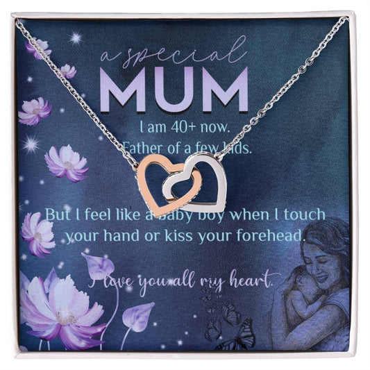 Feel Like A Baby Boy Gift For Mum Interlocking Hearts Necklace