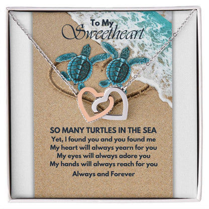 Turtle Love Interlocking Hearts Necklace