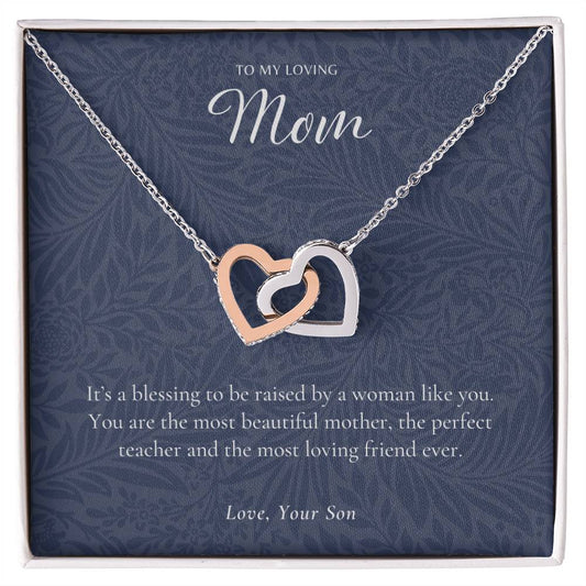 Gift For Mom From Son Mother Necklace From Son Mother'S Day Gift From Son Best Mom Gift Mother'S Birthday Gift Interlocking Hearts Necklace