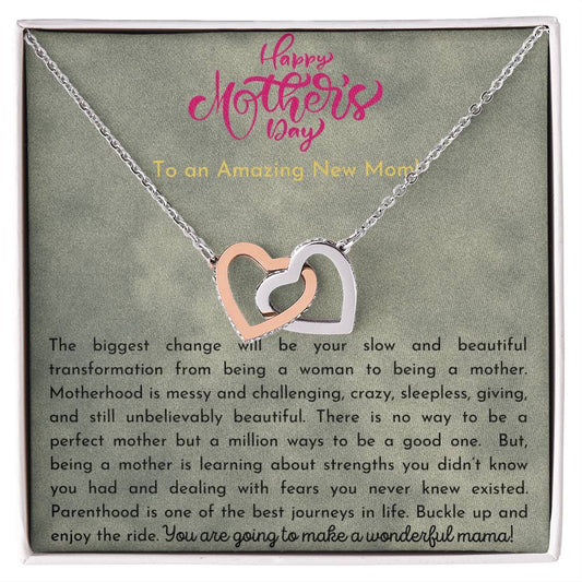 Amazing New Mom Interlocking Hearts Necklace