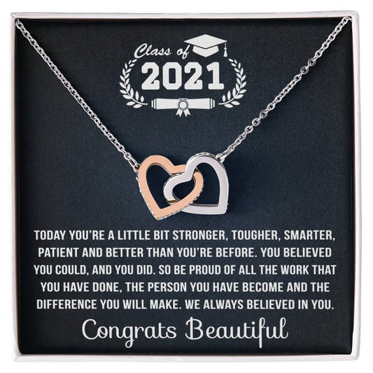 You Are Stronger Interlocking Hearts Necklace