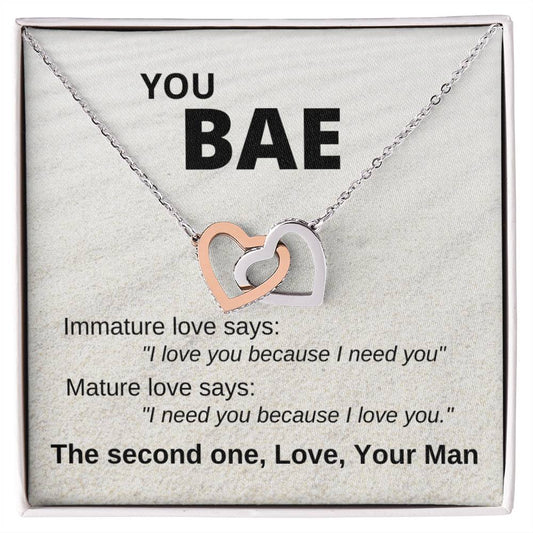 You Bae Linked Hearts Gift For Girlfriend Interlocking Hearts Necklace