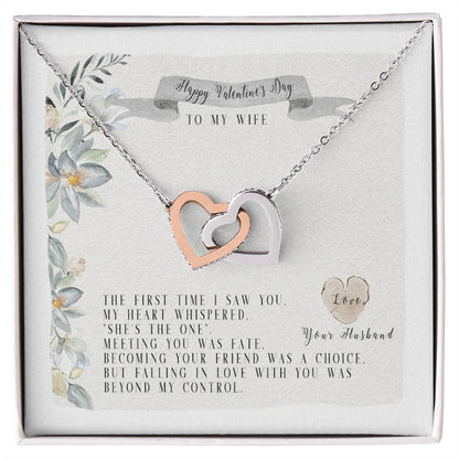 To My Wife-You Are The One-Two Hearts Necklace Interlocking Hearts Necklace