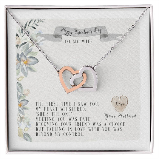 To My Wife-You Are The One-Two Hearts Necklace Interlocking Hearts Necklace