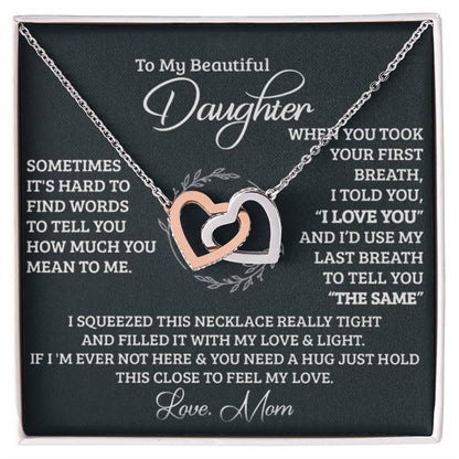 Feel My Love Daughter Interlocking Hearts Necklace