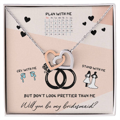Bridesmaid Proposal Double Heart Necklace Interlocking Hearts Necklace