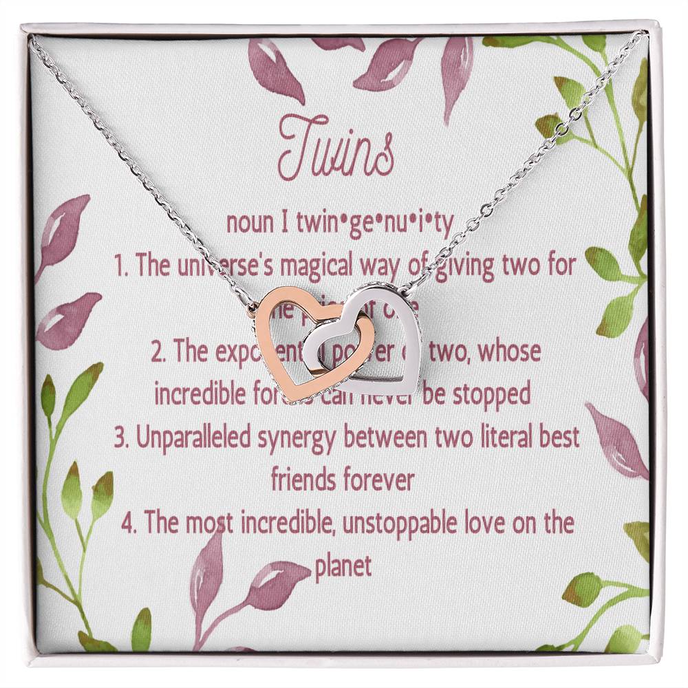 Twin Sister Gift Necklace Twin Birthday Gifts Twin Jewelry Twin Sisters Twin Girl Presents Presents For Twins Interlocking Hearts Necklace