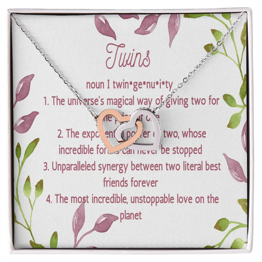 Twin Sister Gift Necklace Twin Birthday Gifts Twin Jewelry Twin Sisters Twin Girl Presents Presents For Twins Interlocking Hearts Necklace