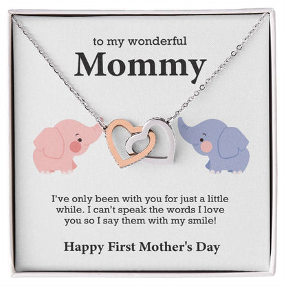 To My Wonderful Mommy Interlocking Hearts Necklace