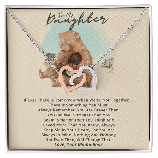 From Mama Bear To Daughter Necklace Gift Set Interlocking Hearts Necklace