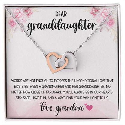 Dear Granddaughter From Grandma Interlocking Hearts Necklace