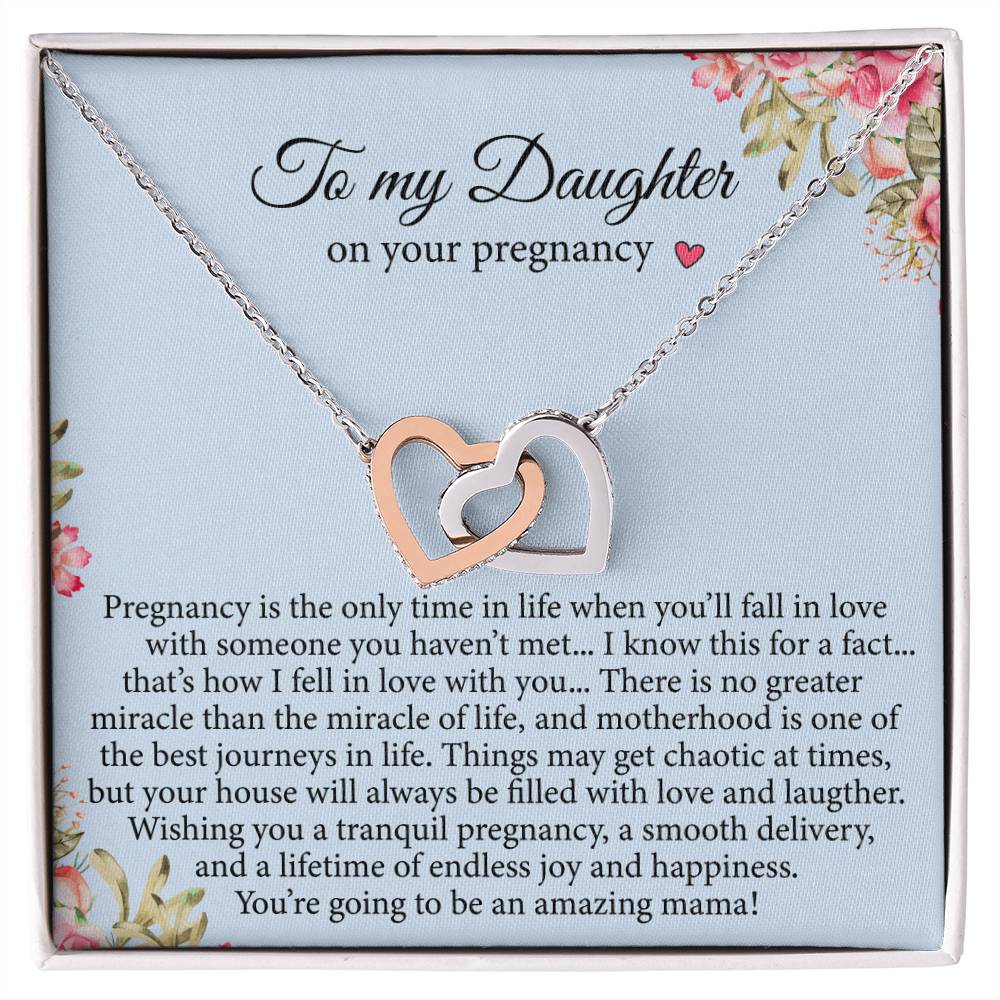 Daughter Pregnancy Gift For Daughter Baby Shower Interlocking Hearts Necklace