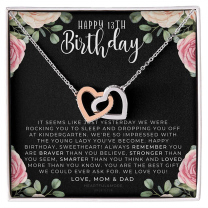 Gift For 13 Year Old Girl Gifts 13Th Birthday Girl 13Th Birthday Gift Thirteenth Birthday Necklace Teen Birthday Gift Official Teenager Interlocking Hearts Necklace