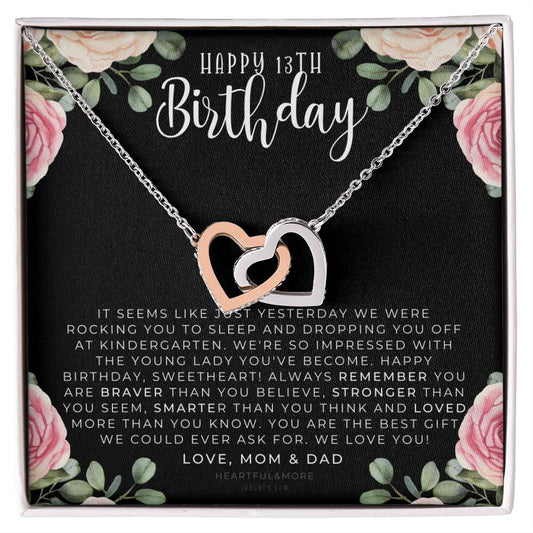 Gift For 13 Year Old Girl Gifts 13Th Birthday Girl 13Th Birthday Gift Thirteenth Birthday Necklace Teen Birthday Gift Official Teenager Interlocking Hearts Necklace