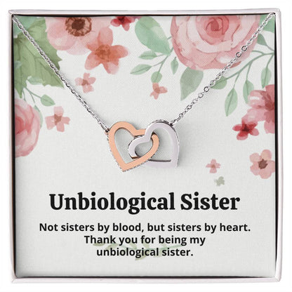 Unbiological Sister Necklace Interlocking Hearts Necklace