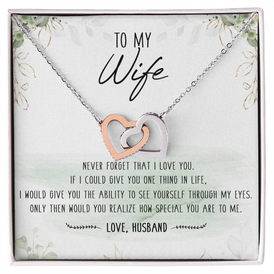 To My Wife Interlocking Hearts Necklace Message Card