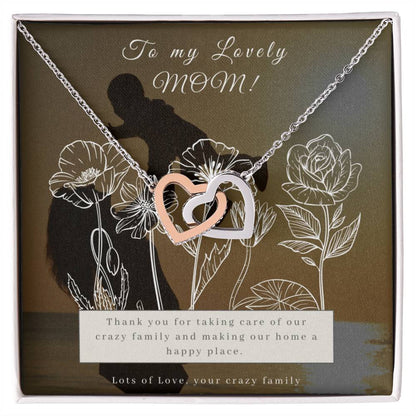 Double Interlocking Hearts Necklace For Mother'S Day