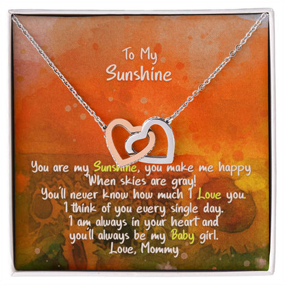 Daughter My Sunshine Locked Hearts Necklace Interlocking Hearts Necklace
