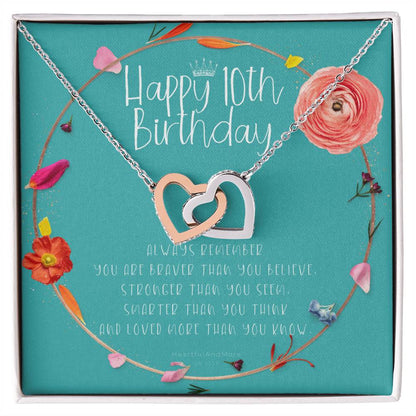 10Th Birthday Gift For Girl Birthday Gift For 10 Year Old Tenth Birthday Birthday Gift Little Girl Personalized Necklace Heart Necklace Interlocking Hearts Necklace