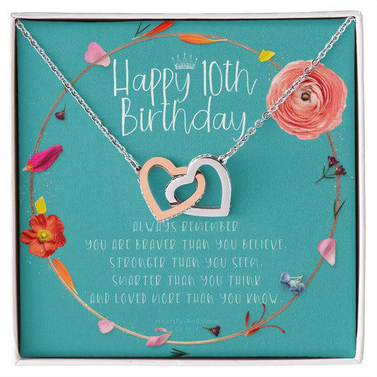 10Th Birthday Gift For Girl Birthday Gift For 10 Year Old Tenth Birthday Birthday Gift Little Girl Personalized Necklace Heart Necklace Interlocking Hearts Necklace