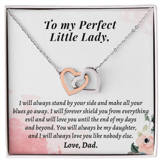 Gift For Daughter From Dad - I Will Always Love You Like Nobody Else Interlocking Hearts Necklace