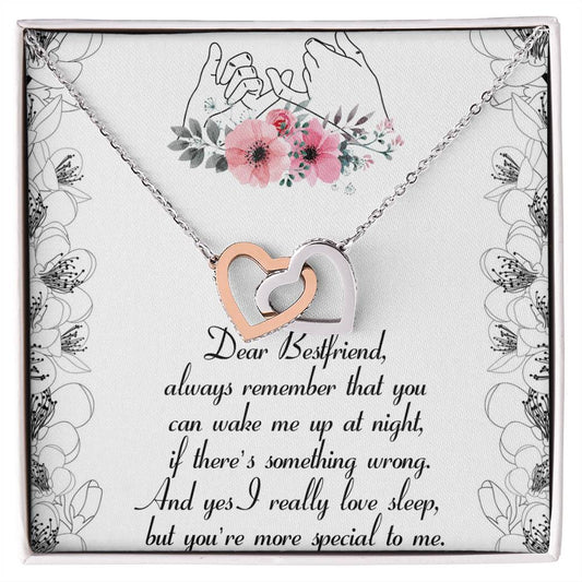 Dear Bestfriend Interlocking Hearts Necklace Message Card