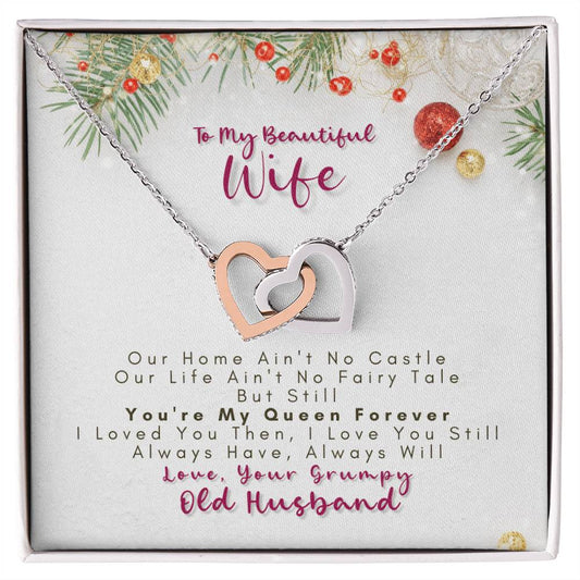 To My Wife - You'Re My Queen Forever - Necklace Interlocking Hearts Necklace