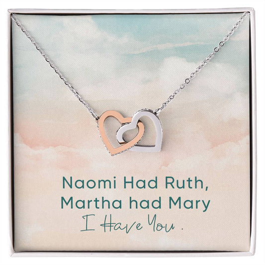 Unbiological Sister Necklace Naomi And Ruth Best Friend Gift Jewelry Interlocking Hearts Necklace
