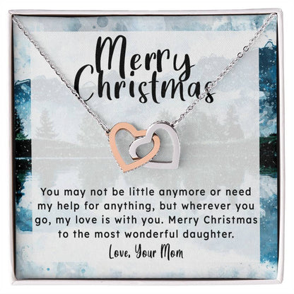 Gift For Daughter From Mom - My Love Is With You Interlocking Hearts Necklace