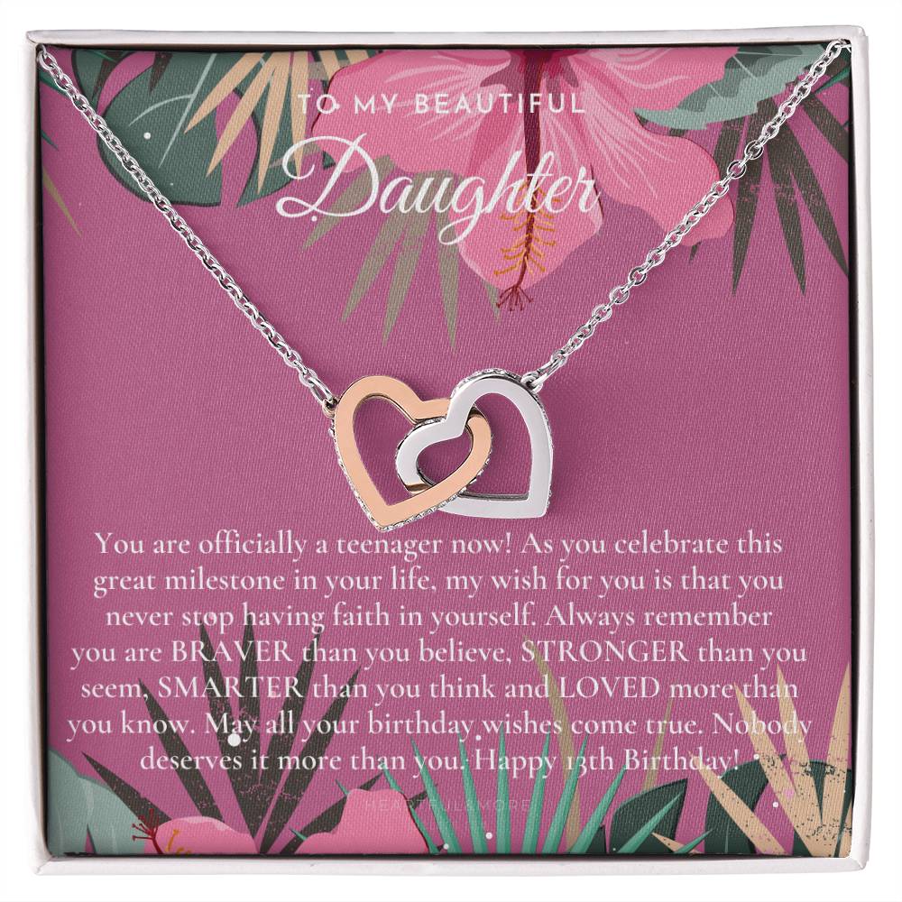 Gift For 13 Year Old Girl Gifts 13Th Birthday Girl 13Th Birthday Gift Thirteenth Birthday Necklace Teen Birthday Gift Official Teenager Interlocking Hearts Necklace