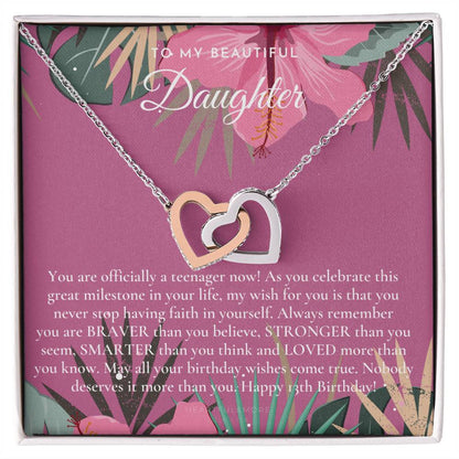 Gift For 13 Year Old Girl Gifts 13Th Birthday Girl 13Th Birthday Gift Thirteenth Birthday Necklace Teen Birthday Gift Official Teenager Interlocking Hearts Necklace