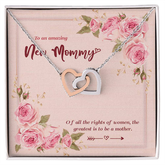 Amazing New Mom Mommy To Be Gift Pregnant Necklace Interlocking Hearts Necklace