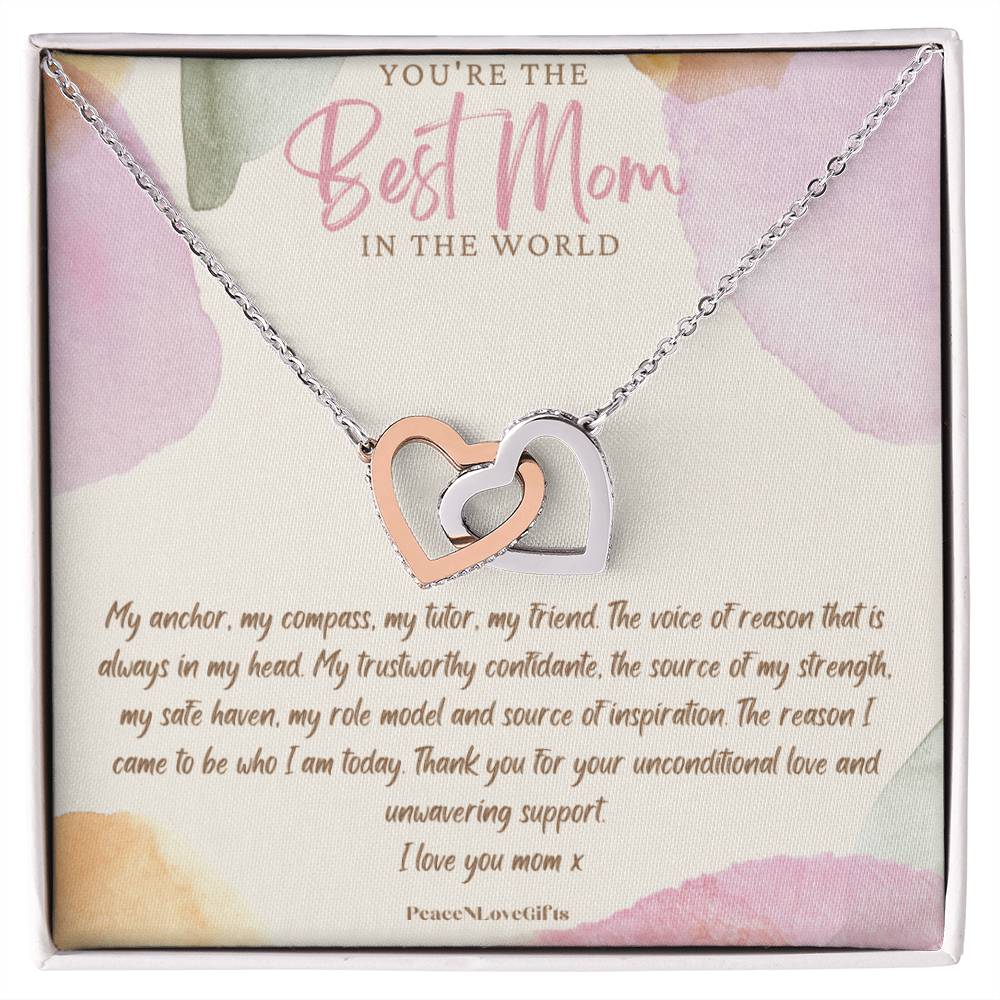 Best Mom Interlocking Hearts Necklace